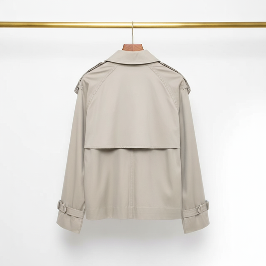 Korte Trenchcoat Dames | Dubbele Knoopsluiting en Revers | Tijdloos en Functioneel