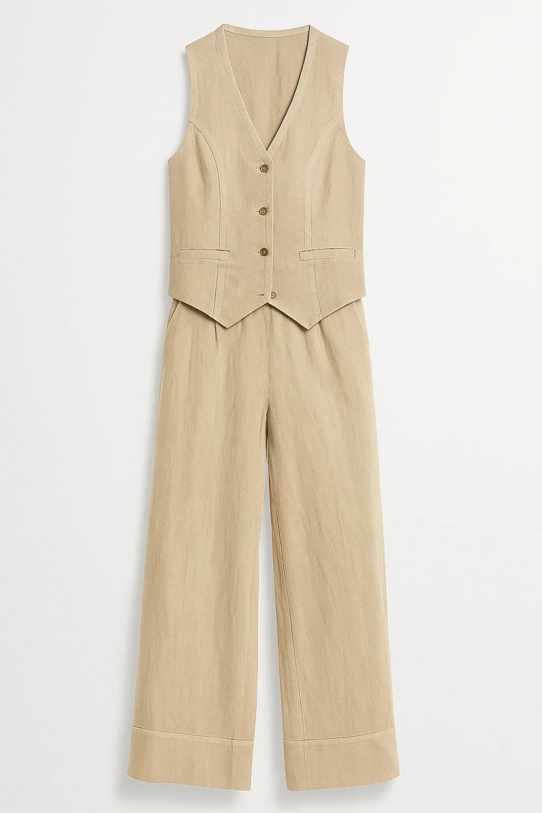 Tweedelige Set Dames | Mouwloos Gilet en Wijde Pantalon | Verfijnd en Tijdloos