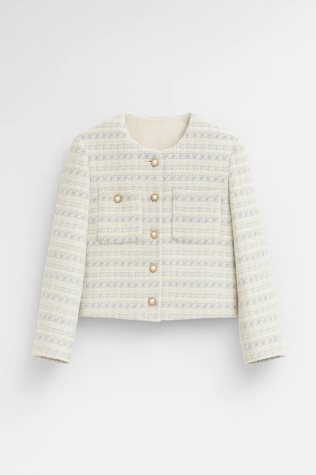 Bouclé Jassen Collectie | Damesjack met Parelknoopsluiting en Luxe Textuur | Lichtgewicht en Ademend