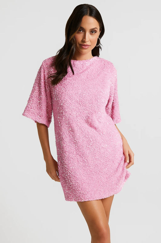 Kort jurkje met pailletten | Open rug | Moderne glamour