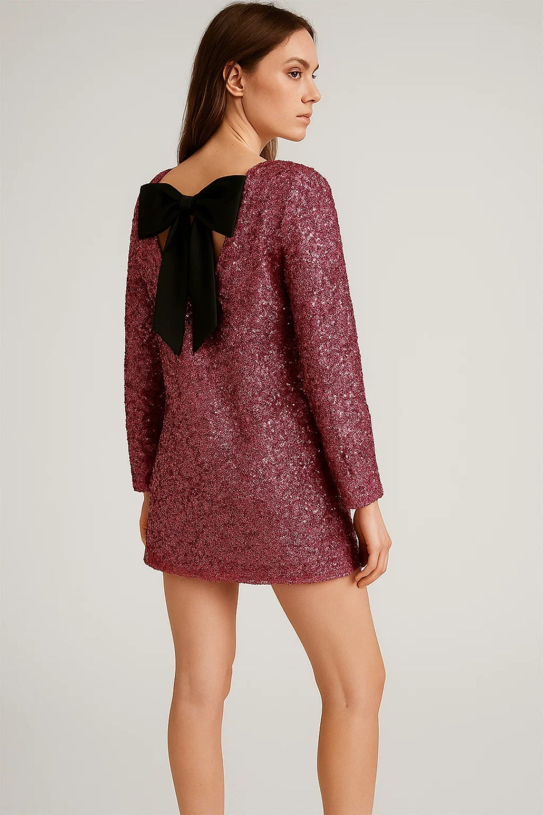 Elegant jurkje met strikdetail | Bouclé of pailletten | Kort en verfijnd