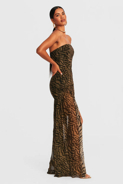 Lange bustierjurk | Zebraprint | Glamoureus en gedurfd