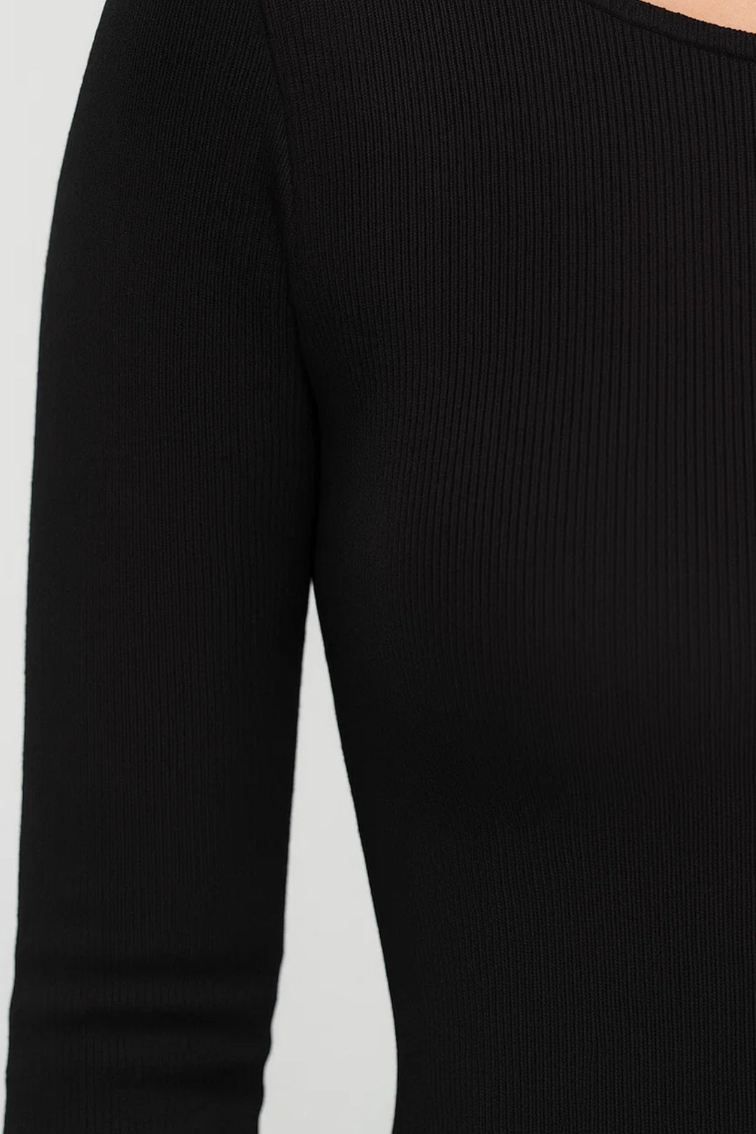 Lange aansluitende jurk | Lange mouwen | In rekbare gebreide stof