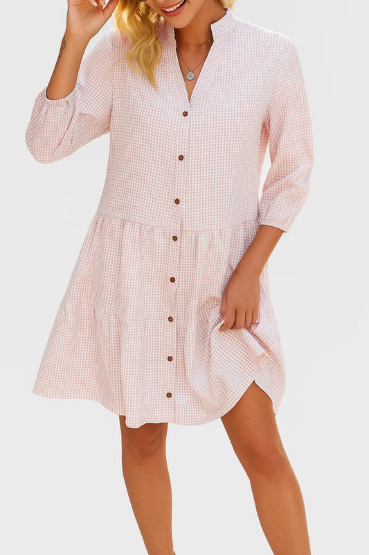 Kort geruit overhemdjurkje | 3/4-mouwen | Comfortabele pasvorm