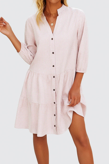 Kort geruit overhemdjurkje | 3/4-mouwen | Comfortabele pasvorm