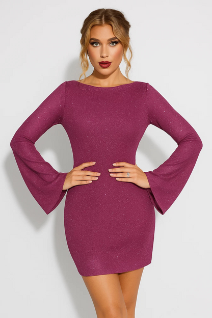 Kort glinsterend jurkje | Klokmouwen | Perfect voor feestjes