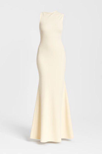 Lange elegante jurk met open rug | Aansluitende pasvorm | Verfijnde stijl