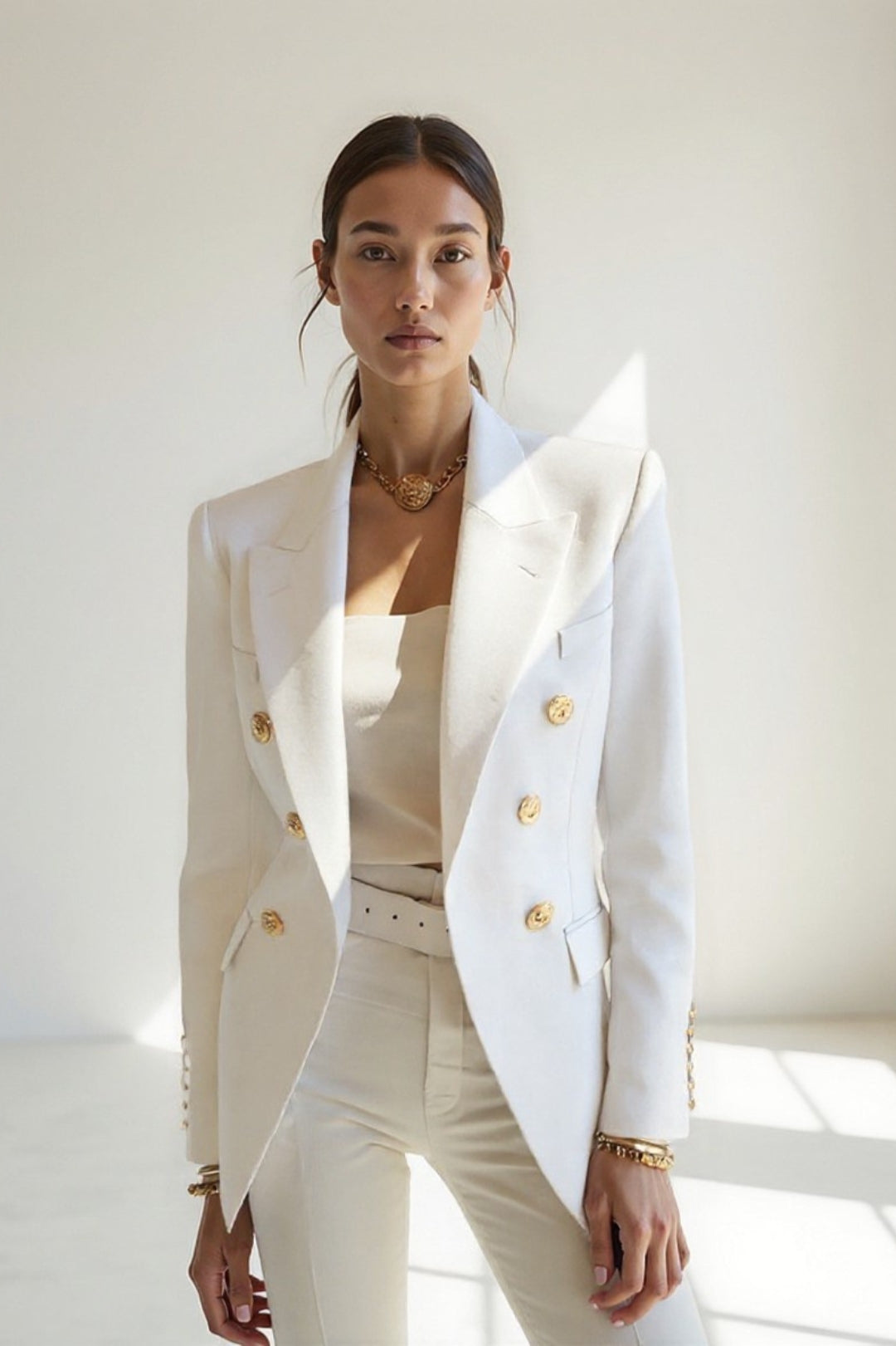 Elegante dubbelrijige blazer met gouden knopen | Verkrijgbaar in drie kleuren