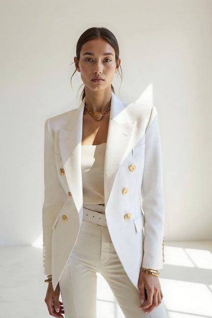 Elegante dubbelrijige blazer met gouden knopen | Verkrijgbaar in drie kleuren
