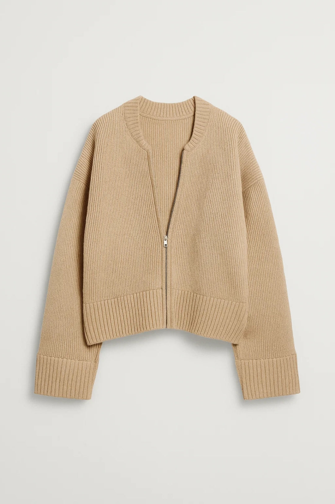 [Net Binnen] Tannie Cozy Zip Knit - Beige - Ideaal voor Gelaagde Looks