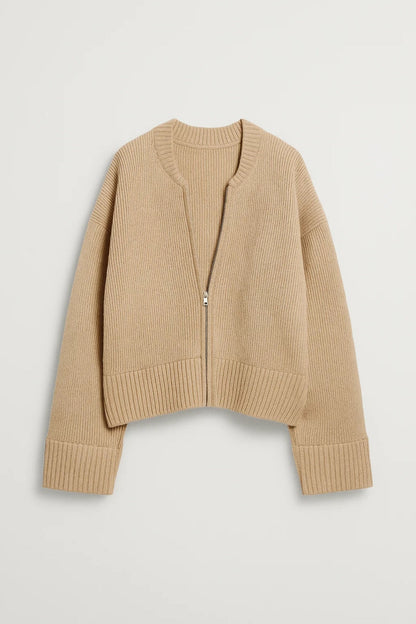 [Net Binnen] Tannie Cozy Zip Knit - Beige - Ideaal voor Gelaagde Looks