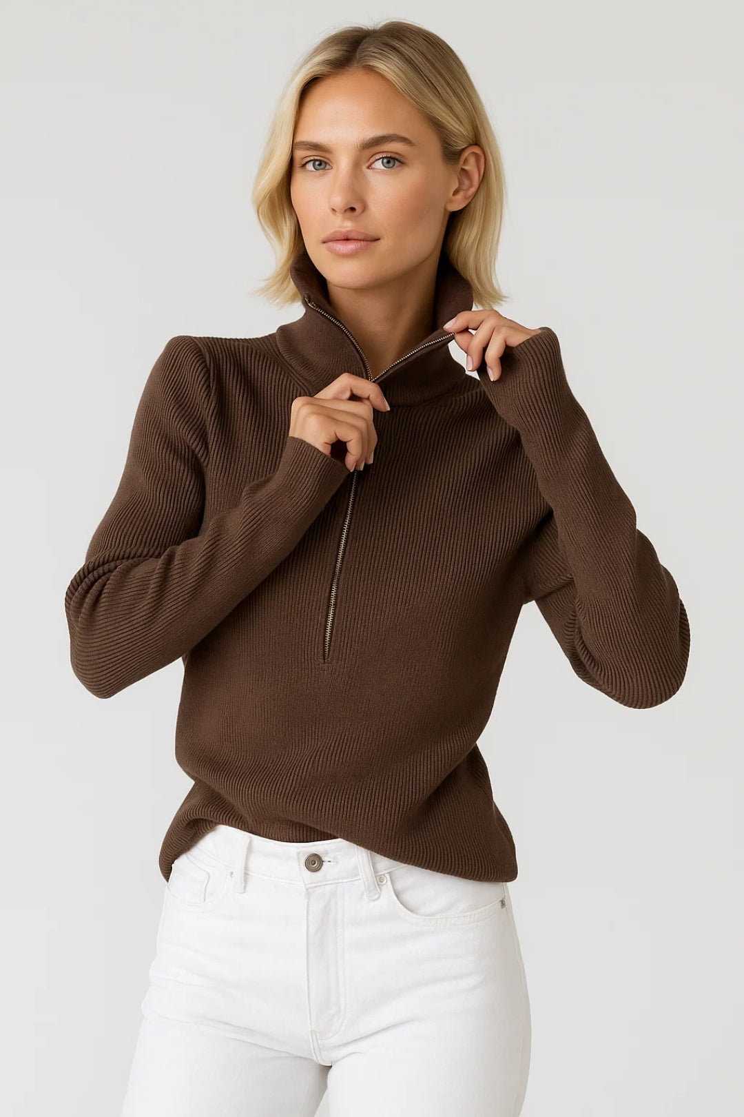 Rib Knit | Halfhoge Kraag met Rits | Comfort en Warmte