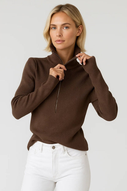 Rib Knit | Halfhoge Kraag met Rits | Comfort en Warmte