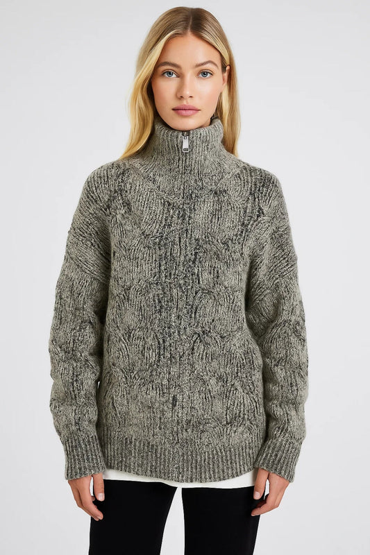 [Net binnen] Grofgebreide Damestrui | Relaxed Fit met Ritskraag | Warm en Comfortabel