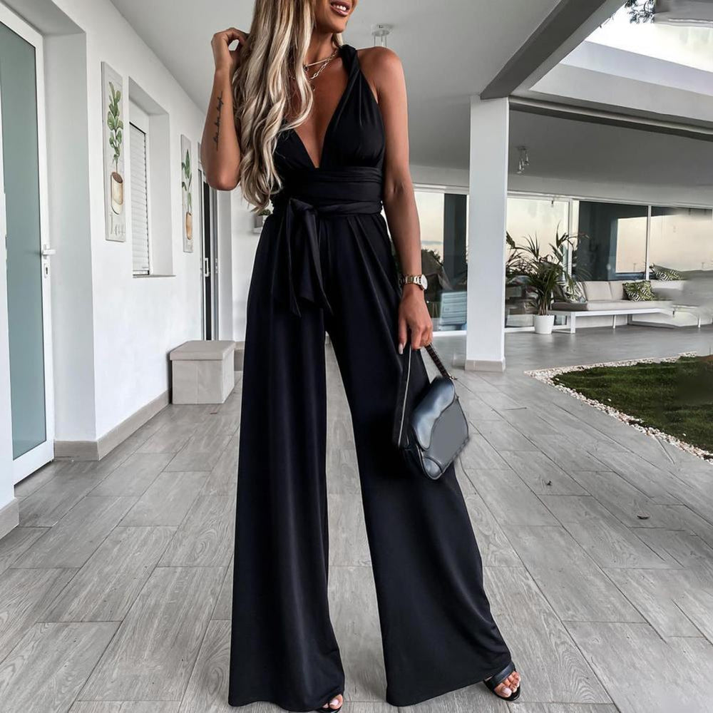 Vive™| Elegante Wide Leg Dames Jumpsuit met Strikceintuur