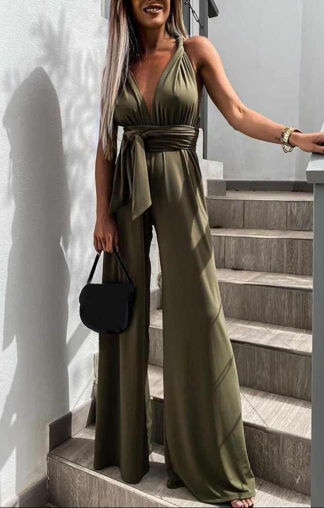 Vive™| Elegante Wide Leg Dames Jumpsuit met Strikceintuur