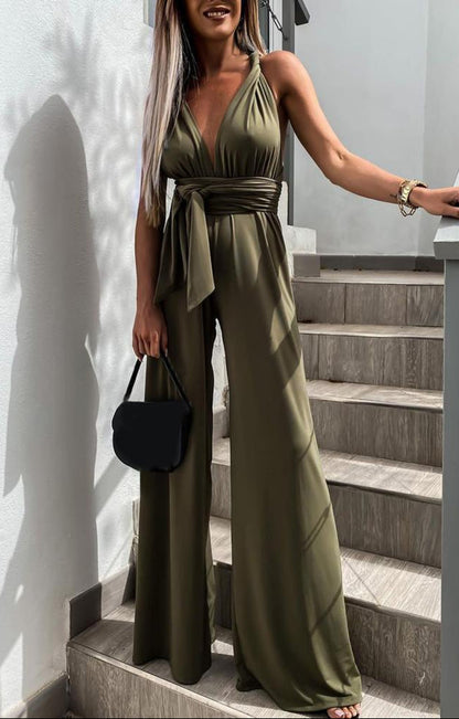 Vive™| Elegante Wide Leg Dames Jumpsuit met Strikceintuur
