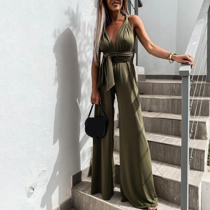 Vive™| Elegante Wide Leg Dames Jumpsuit met Strikceintuur