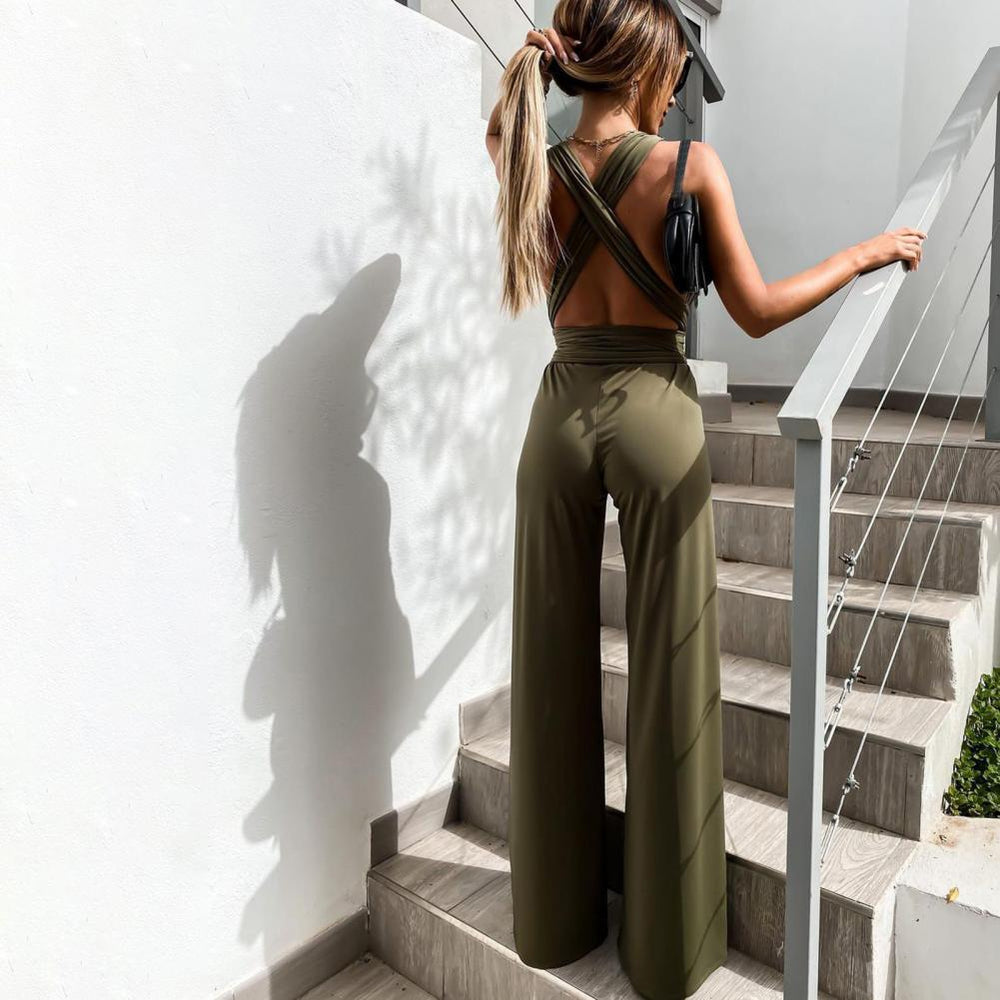 Vive™| Elegante Wide Leg Dames Jumpsuit met Strikceintuur