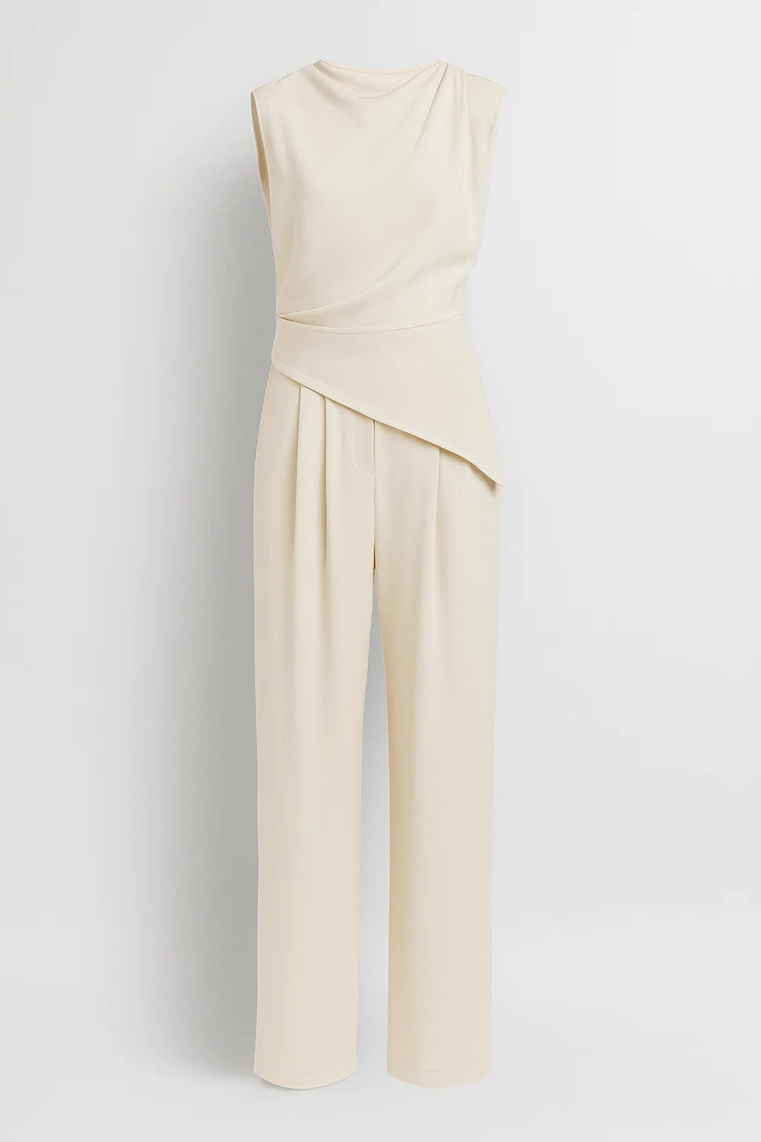 Jumpsuit Dames | Asymmetrisch Mouwloos Design met Drapering | Elegant en Verfijnd