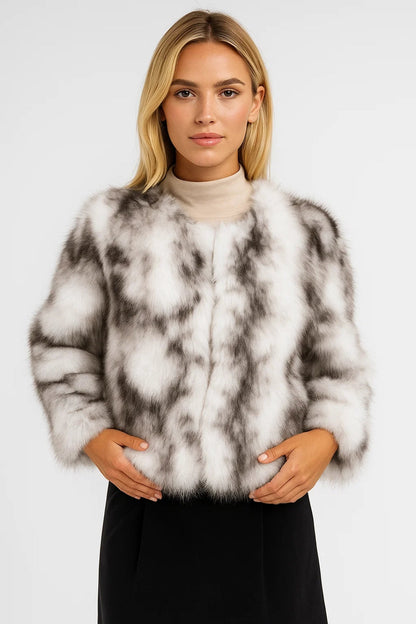 Kort Bontjack | Luxe Volumineuze Textuur met Gemêleerd Effect | Warm en Elegant