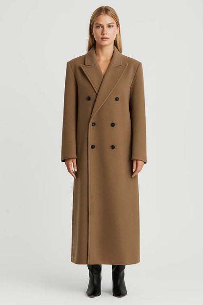 Lange Mantel Dames | Dubbelrijige Sluiting met Revers | Klassieke Elegantie