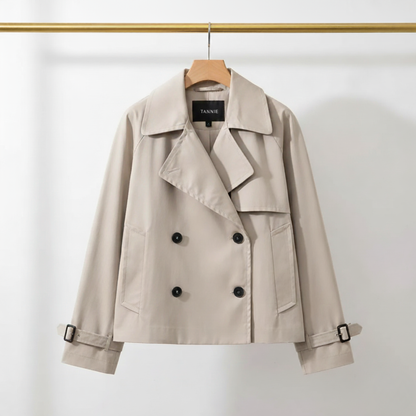 Korte Trenchcoat Dames | Dubbele Knoopsluiting en Revers | Tijdloos en Functioneel
