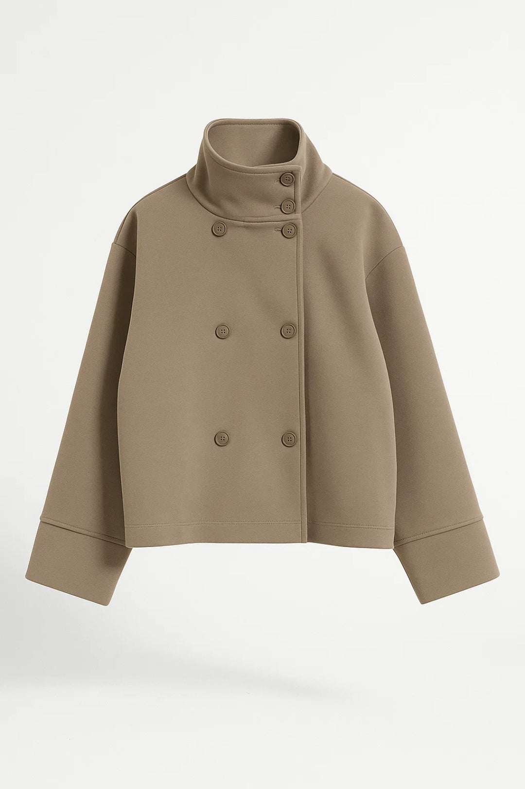 Korte Damesjas | Hoge Kraag met Dubbele Sluiting | Eigentijdse Elegantie