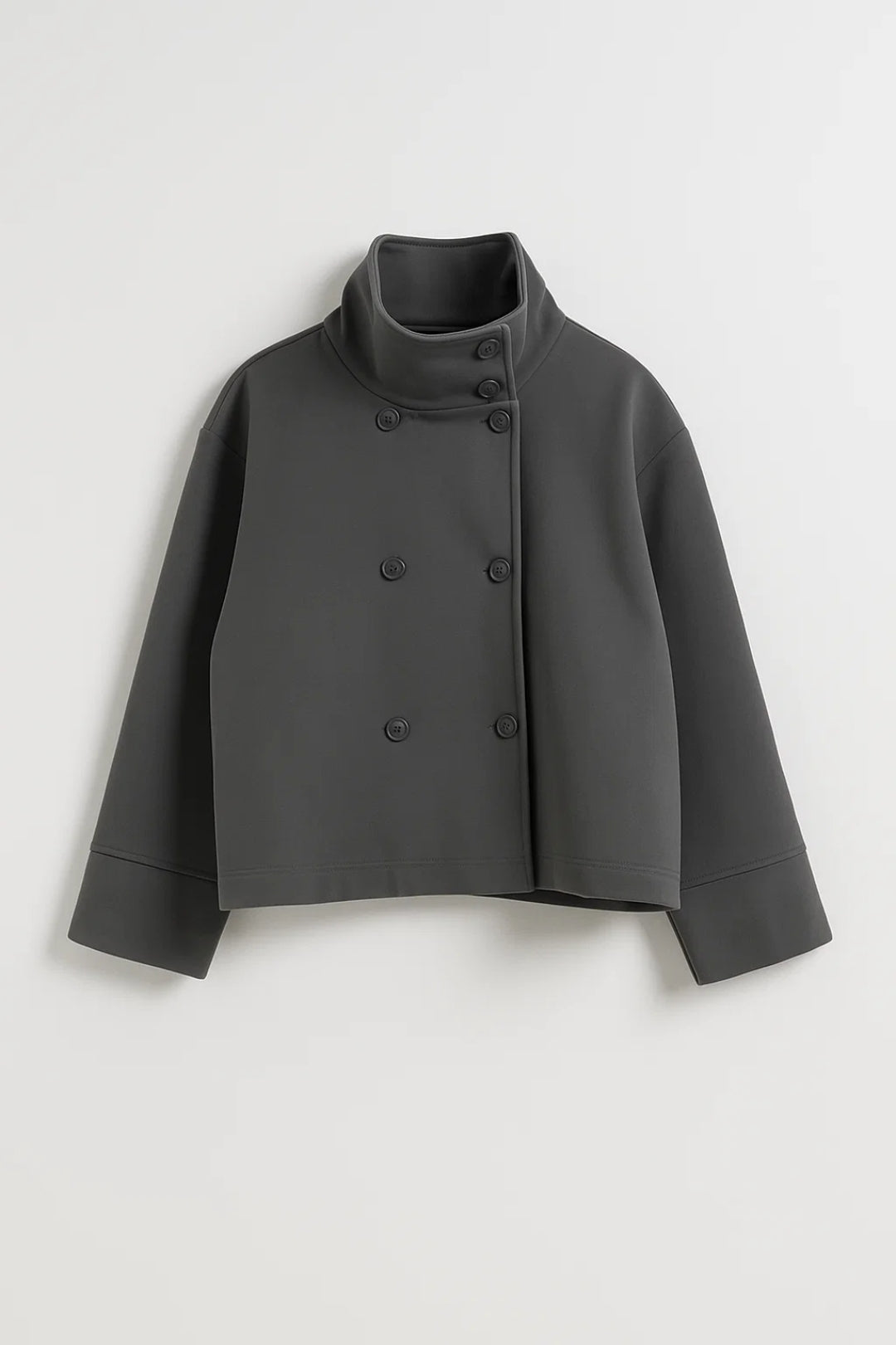 Korte Damesjas | Hoge Kraag met Dubbele Sluiting | Eigentijdse Elegantie