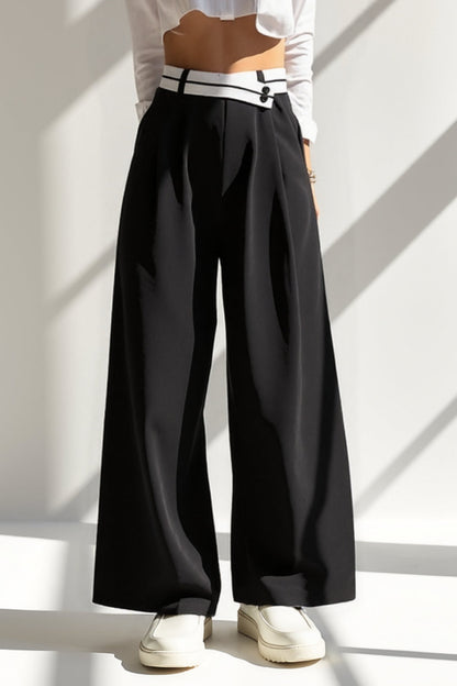 Zwarte wide-leg broek met hoge taille