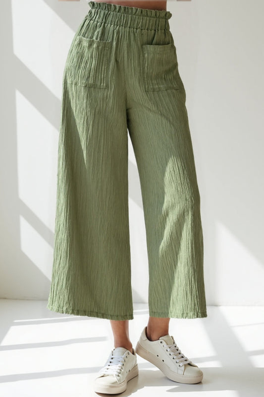 Ruime broek van crêpe-stof | Hoge elastische taille | Licht en luchtig design