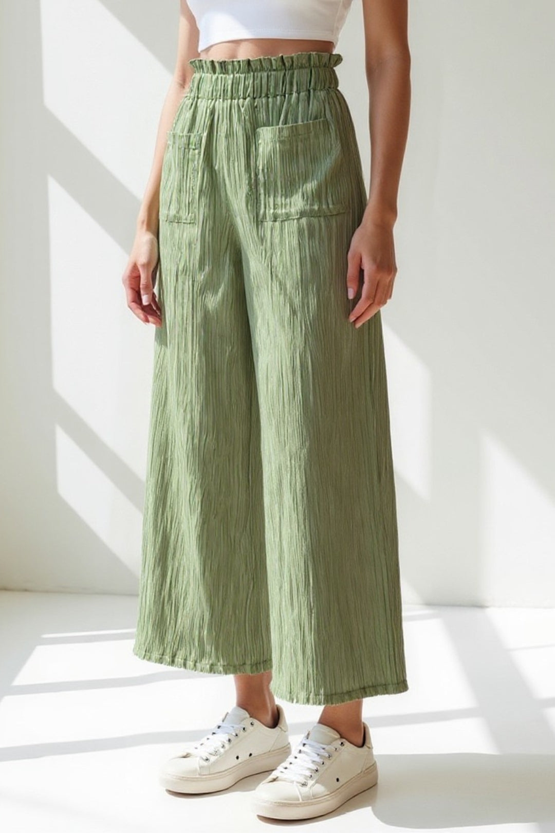 Ruime broek van crêpe-stof | Hoge elastische taille | Licht en luchtig design