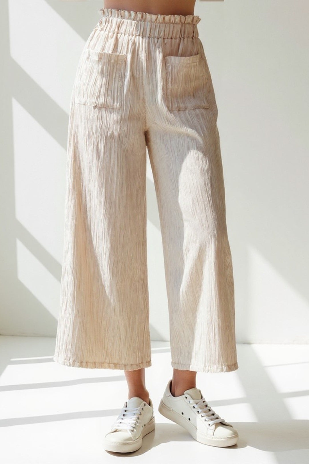 Ruime broek van crêpe-stof | Hoge elastische taille | Licht en luchtig design