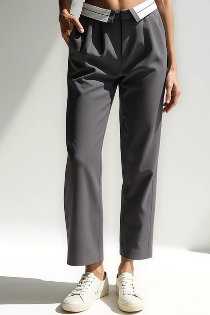 Elegante cropped broek | Contrasterend detail in de taille | Rechte pasvorm