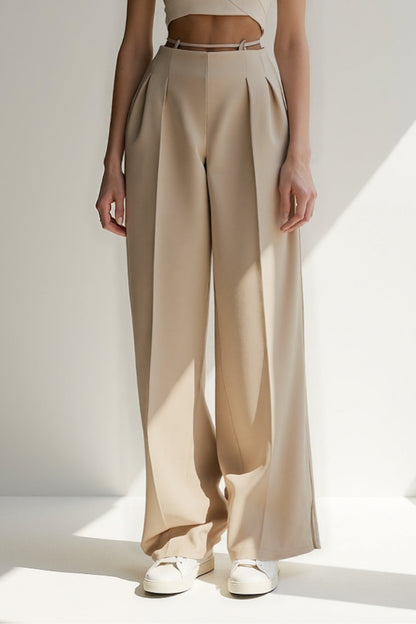 Palazzo-broek met dunne riem | Elegante plooien | Verfijnd design