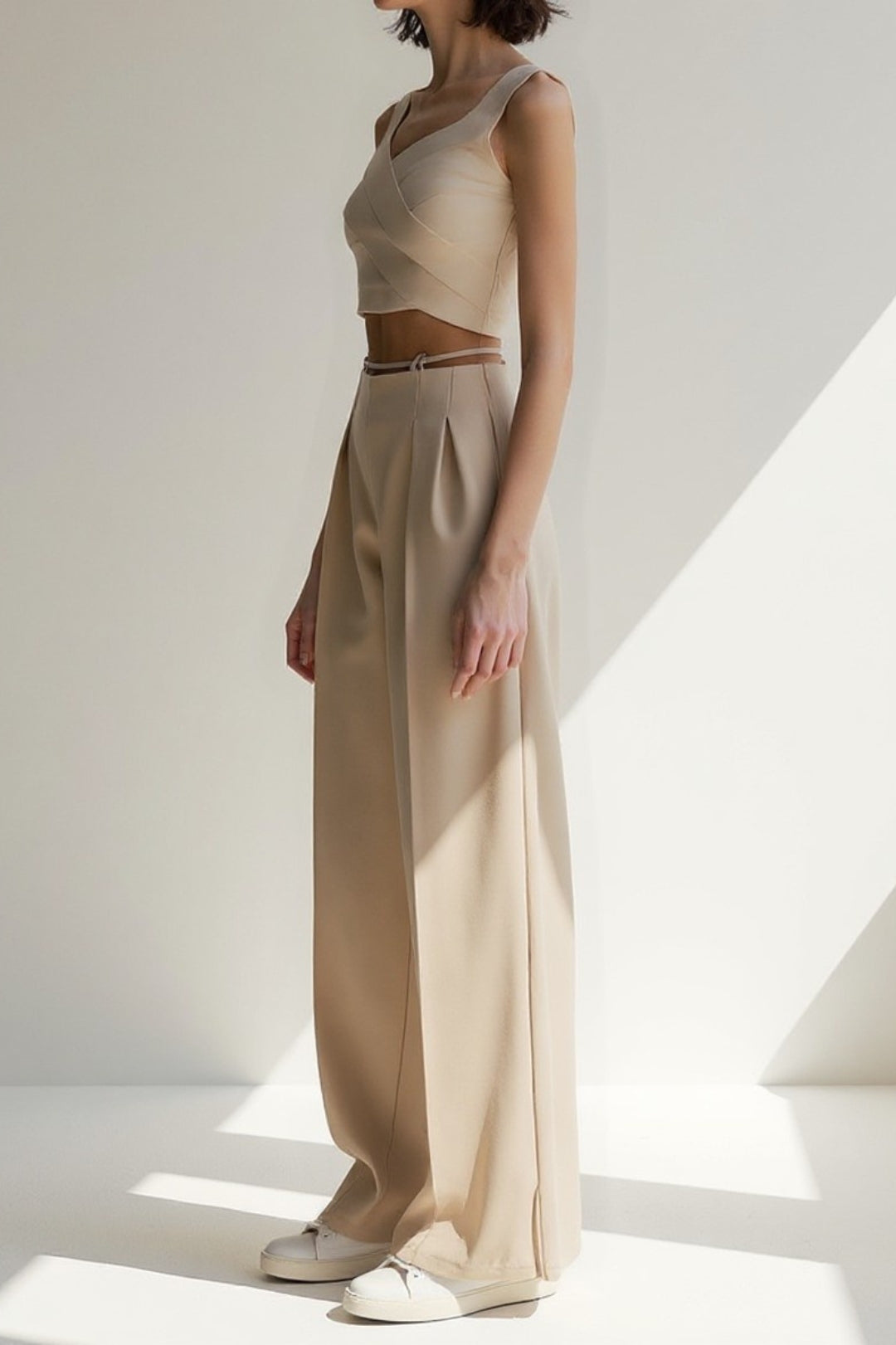 Palazzo-broek met dunne riem | Elegante plooien | Verfijnd design