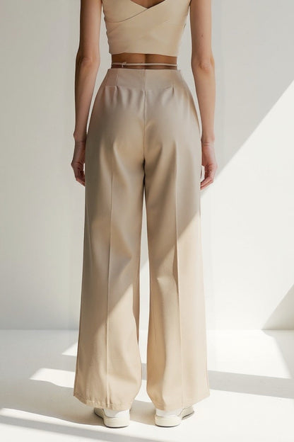 Palazzo-broek met dunne riem | Elegante plooien | Verfijnd design