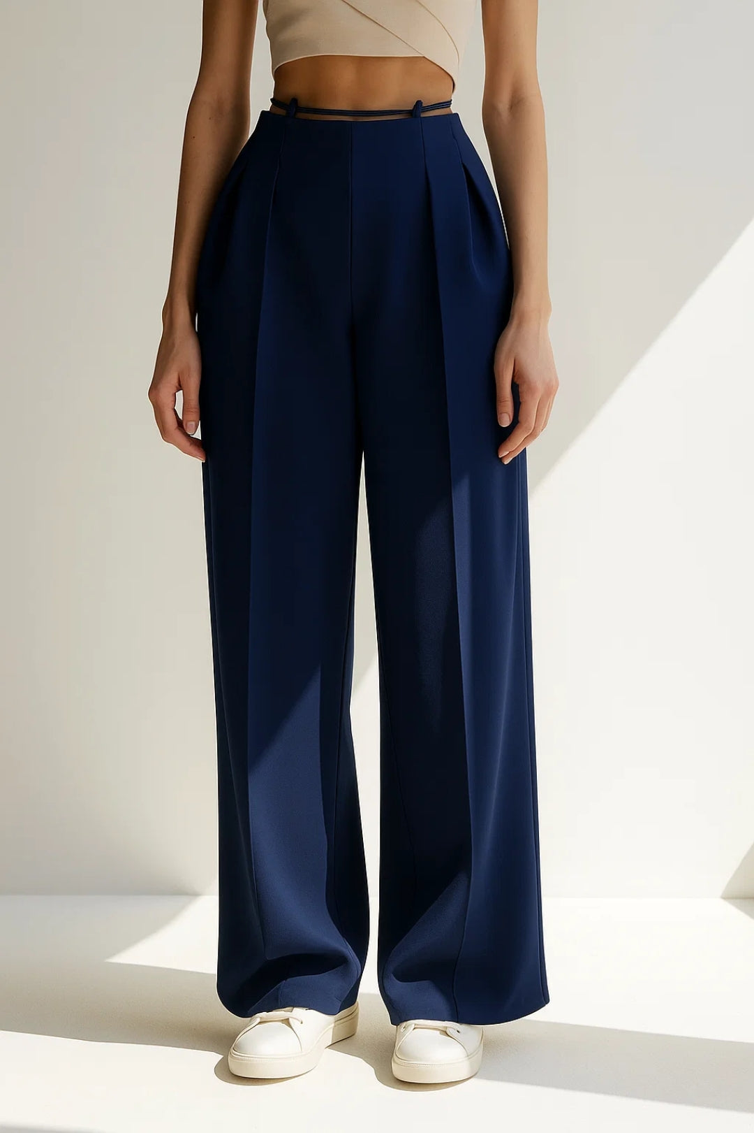 Palazzo-broek met dunne riem | Elegante plooien | Verfijnd design