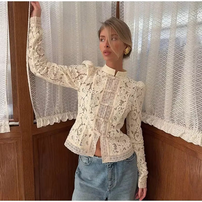 The Liora Lace Knit™ – Retro Floral Elegance