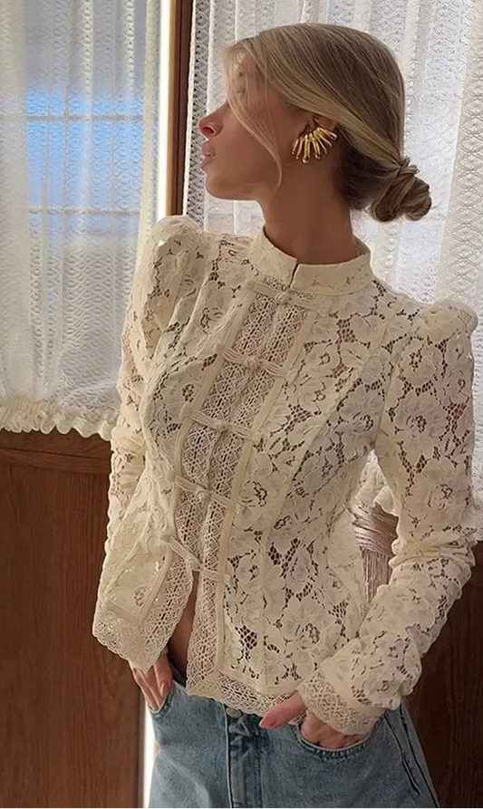 The Liora Lace Knit™ – Retro Floral Elegance