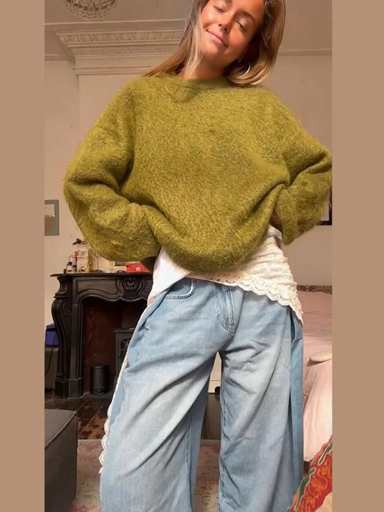 Mora™ Mohair-look Knit – Zacht, Losvallend & Effortlessly Chic