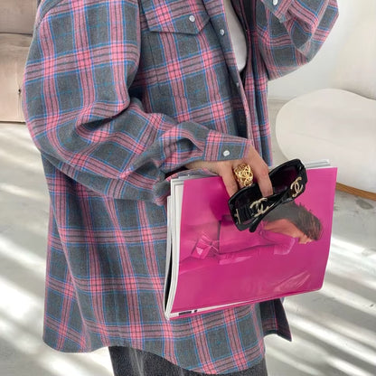 Elin™ Oversized Plaid Shirt – Vintage, Los & Tijdloos Chic