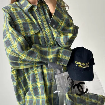 Elin™ Oversized Plaid Shirt – Vintage, Los & Tijdloos Chic