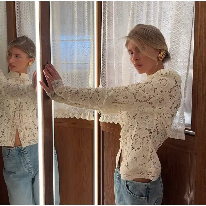 The Liora Lace Knit™ – Retro Floral Elegance