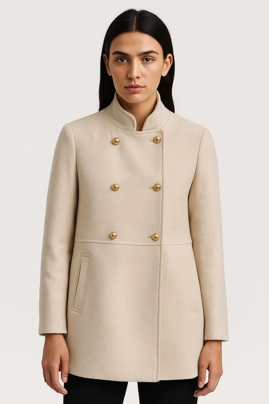 Winterjassen Collectie | Damesjas met Gouden Knoopdetails en Opstaande Kraag | Lichtgewicht en Ademend