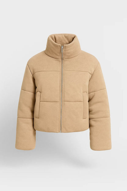 Korte Damesjas | Rechte Snit met Hoge Kraag | Minimalistisch en Warm