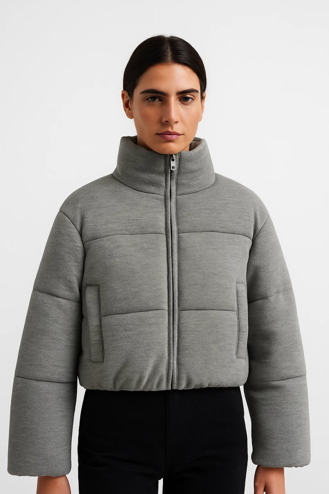 Korte Damesjas | Rechte Snit met Hoge Kraag | Minimalistisch en Warm