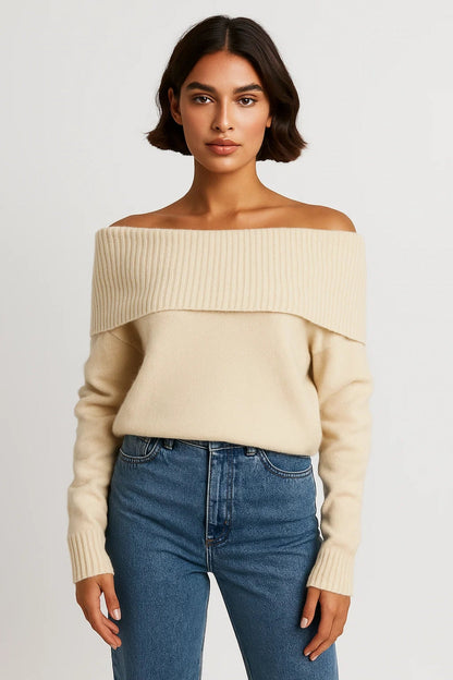 Off-Shoulder Trui | Zachte Knit | Comfortabel & Vrouwelijk