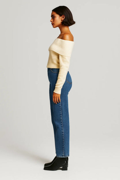 Off-Shoulder Trui | Zachte Knit | Comfortabel & Vrouwelijk