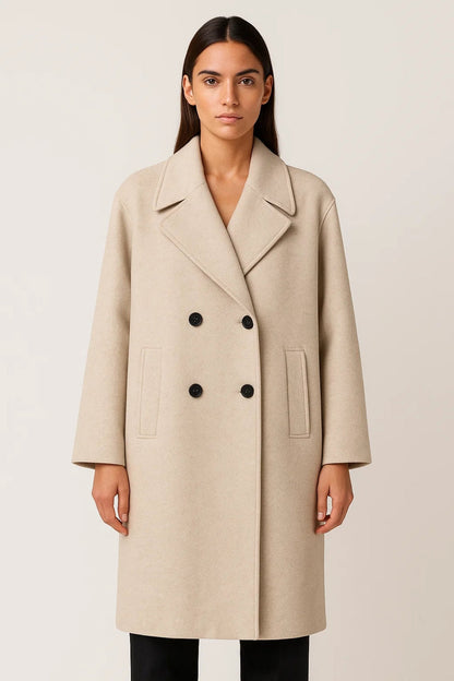 Lange Jassen Collectie | Damesjas met Dubbele Knoopsluiting en Brede Revers | Lichtgewicht en Ademend